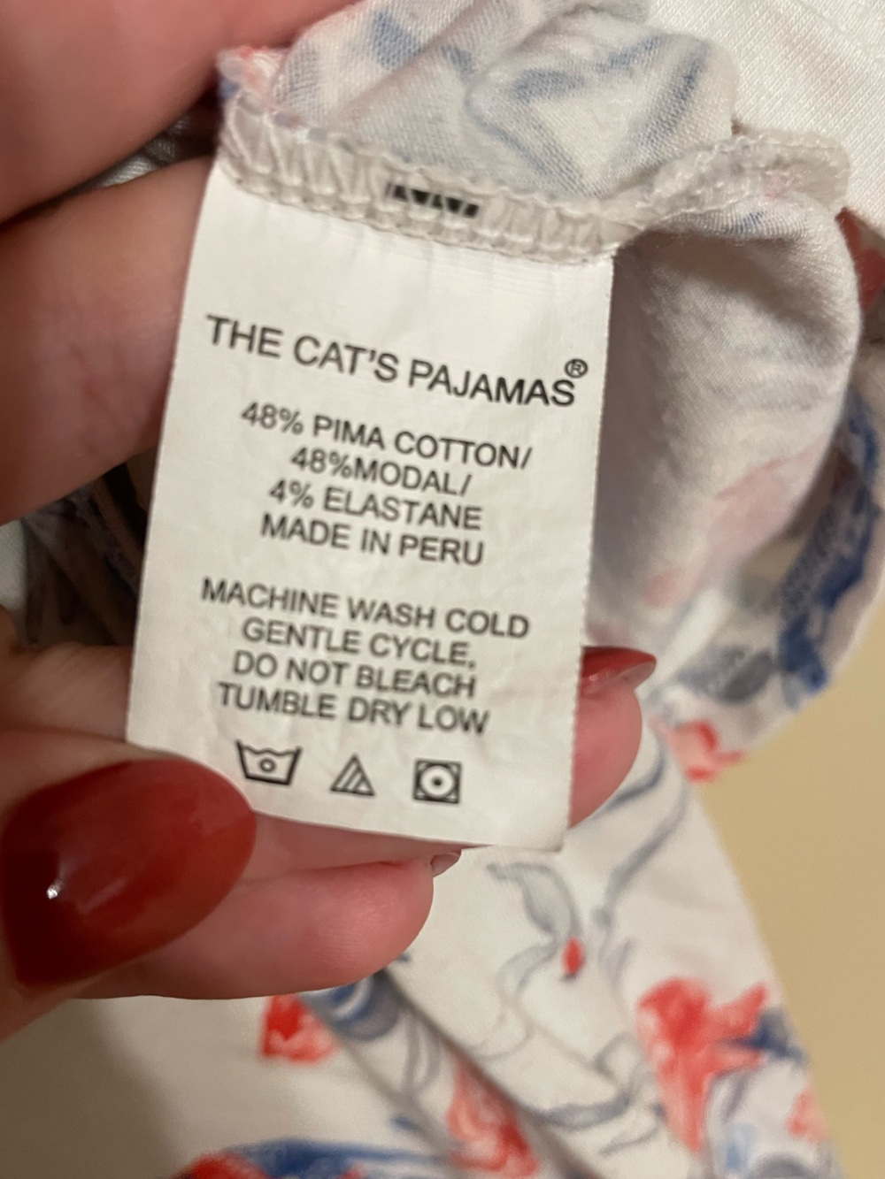 The Cat’s Pajamas Safari Floral Luxe Pima Button Top Size medium - Picture 3 of 5